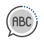 Speech bubble with the letter abc inside icon