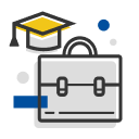 Suitcase and graduation hat icon