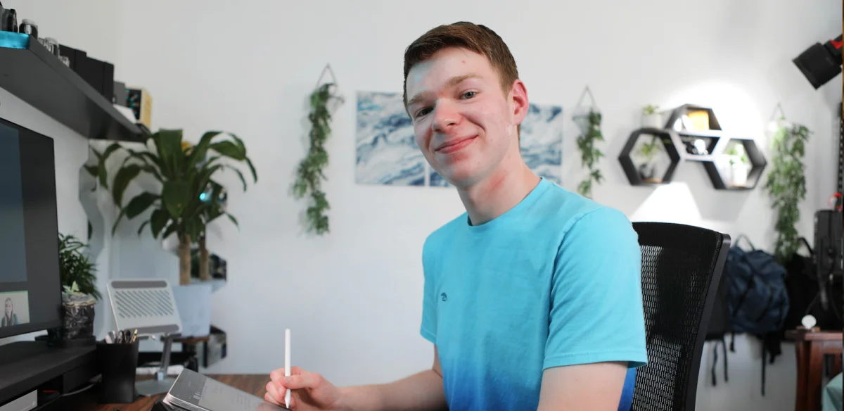 boy studying at home